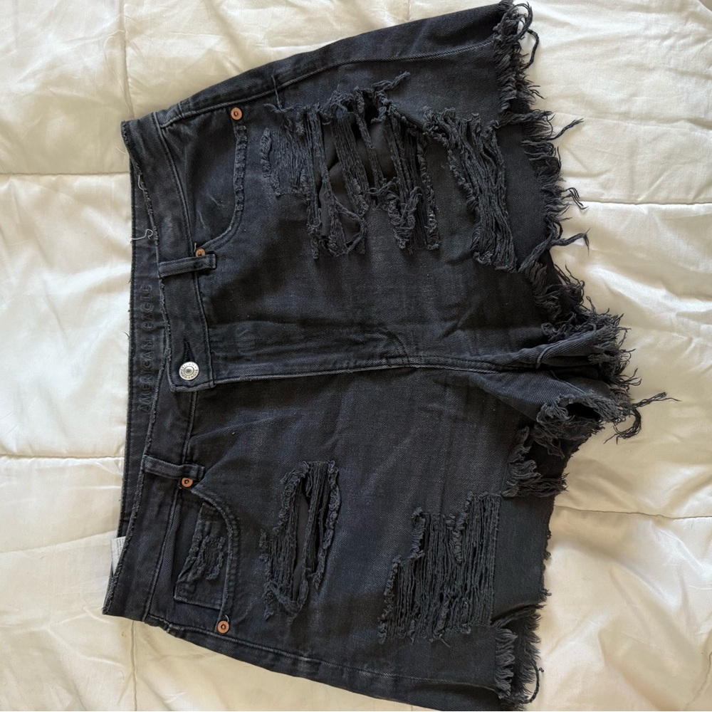 American Eagle Outfitters Black Ripped Jean Shorts